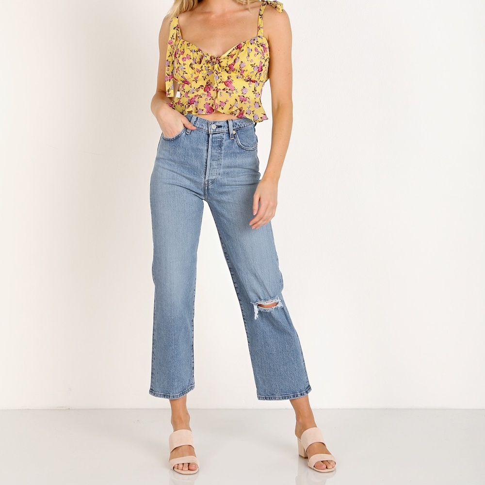 For Love & Lemons Beaumont Top in yellow